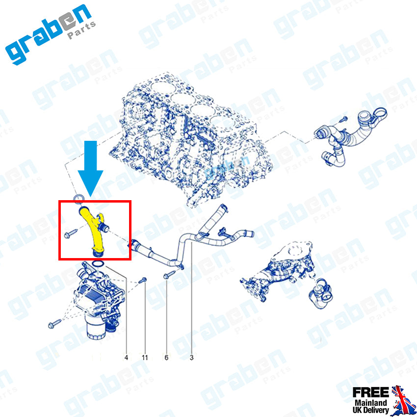 Grabenparts_Cooling Pipe For Dacıa Renault Mercedes Nissan 1.5 Diesel 210474484R 6082000051_