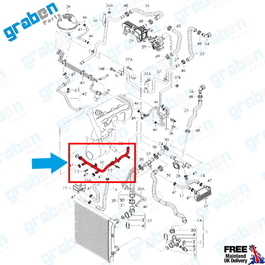 Grabenparts_Cooling Water Pipe For Golf V / Plus / Jetta III / Audi A3 1.9 TDI 038121065CT_