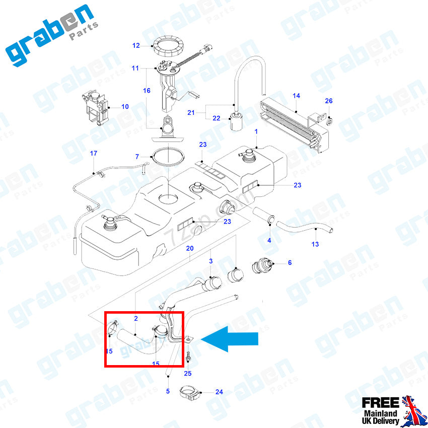 Grabenparts_Fuel Hose For Ford Transit 2.0 / 2.2 / 2.4 TDCi 2000-2014 CC119047AC 1740949_