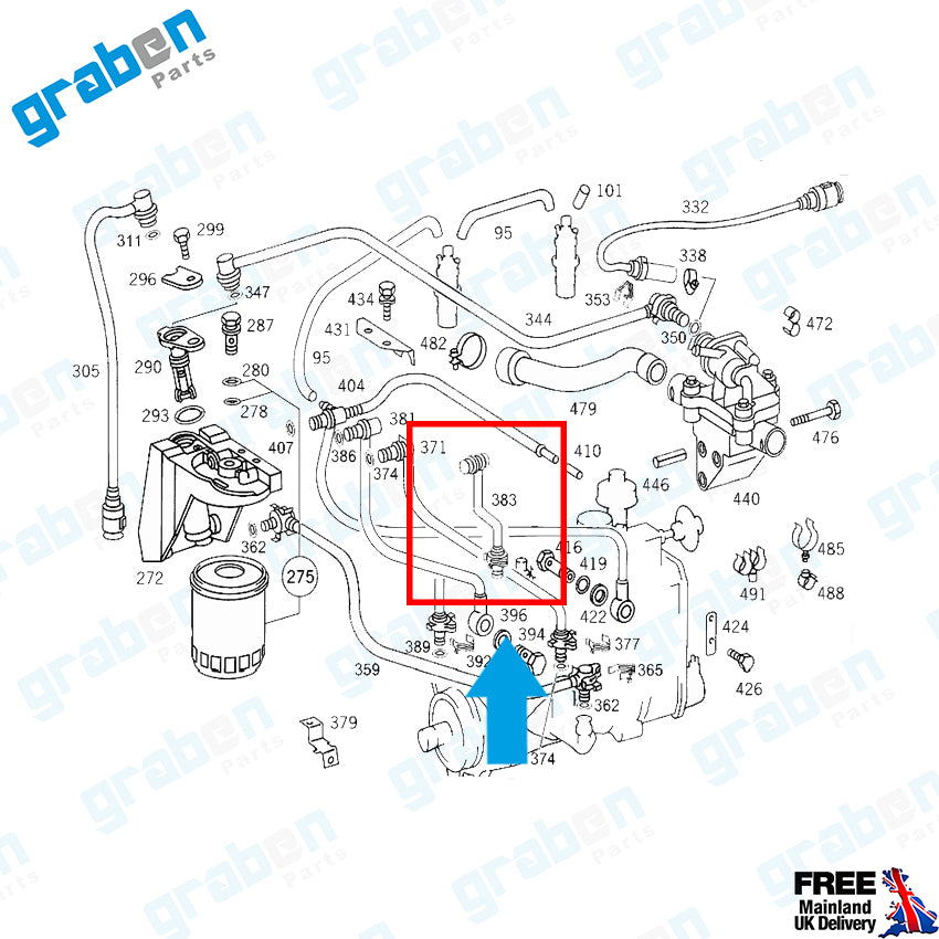 Grabenparts_Fuel Pipe / Feed Line For Mercedes Sprinter / Vito Diesel 1995-2006 A6010704132_