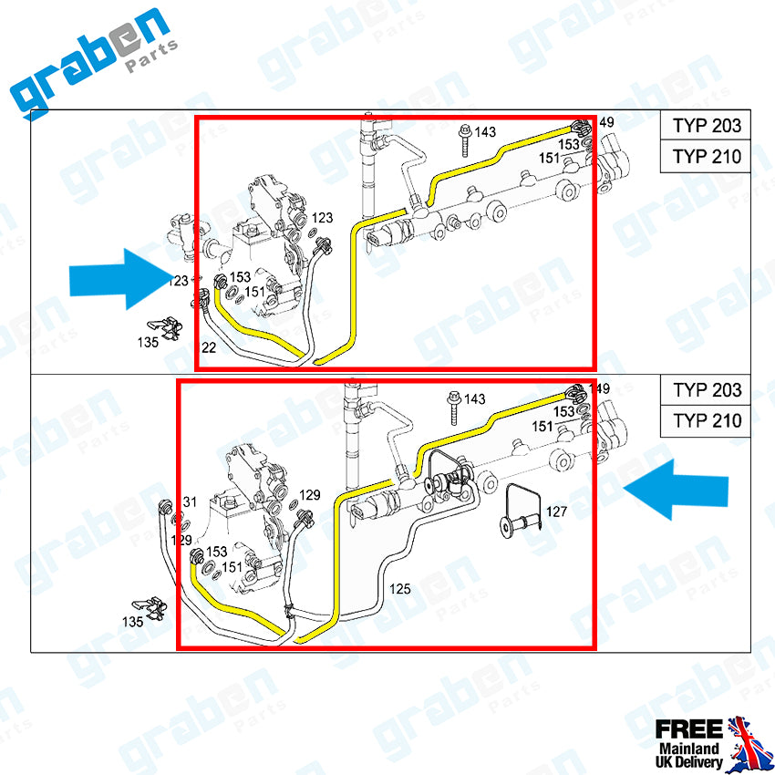 Grabenparts_Fuel Pipe For Mercedes C-Class E-Class CL203 W203 S203 W210 S210 A6110706332_