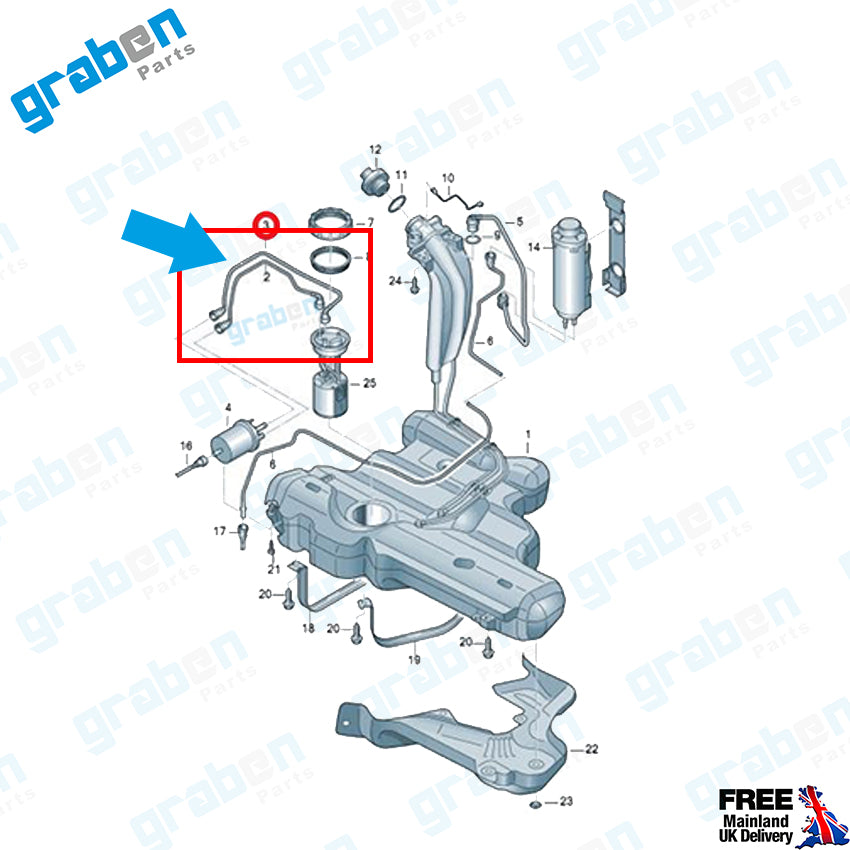 Grabenparts_Fuel Pipe For Volkswagen Polo V / Polo VI 1.2 - 1.4 - 1.6 Petrol 6RU201294_