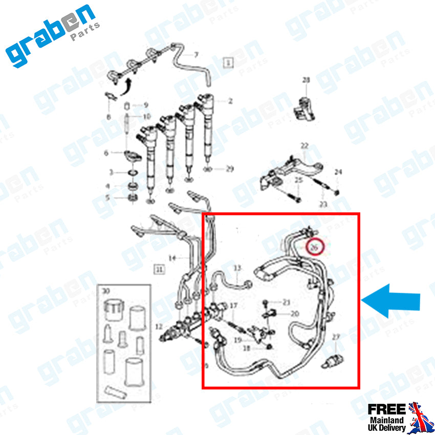 Grabenparts_Fuel Pipe For Volvo C30 / S40 II / S80 II / V50 / V70 1.6 TDI 2005-2011 31293502_