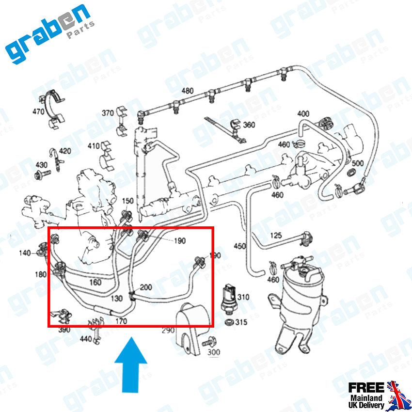 Grabenparts_Fuel Pipe /  Fuel Feed Line For Mercedes Sprinter 3-T 2.7 Diesel A 6120702632_
