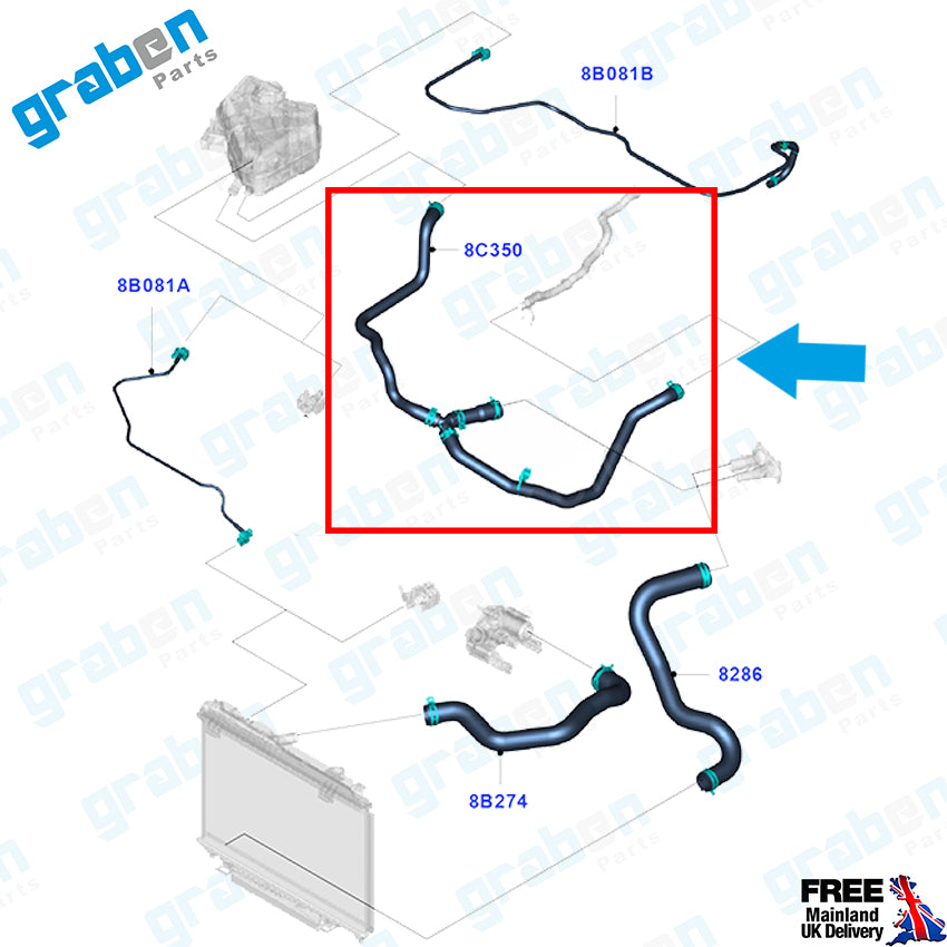 Grabenparts_Heater Hose Pipe For Ford Fiesta VI 1.25 Petrol 2008-2013 8V218C351DB 1870817_