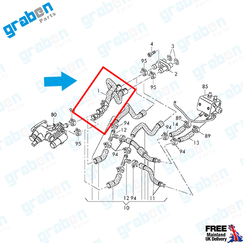 Grabenparts_Heater Hose Pipe For VW Polo VI 1.4 / Seat Ibiza / Skoda Fabia II 1.4 6R0122157C_