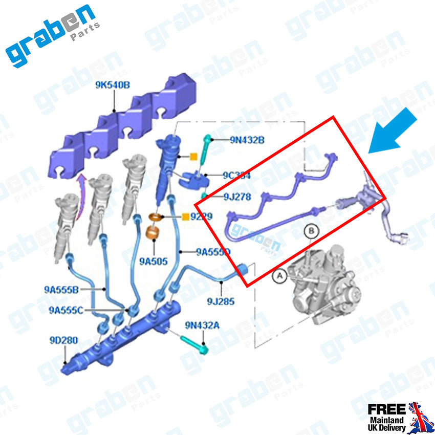 Grabenparts_Injector Leak-Off Return Pipe For Focus Mk3 / Fiesta MK6 /C-Max 1.5 TDCI 1868676_