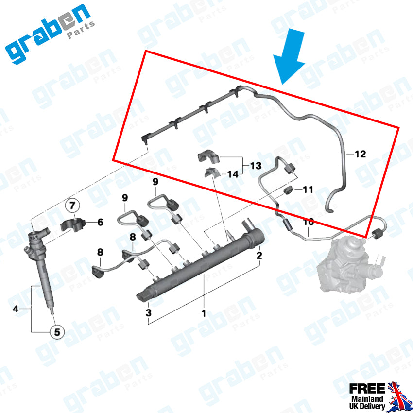 Grabenparts_Injector Leak Off Return Pipe For BMW 2.0 Petrol Engines 13537823408_