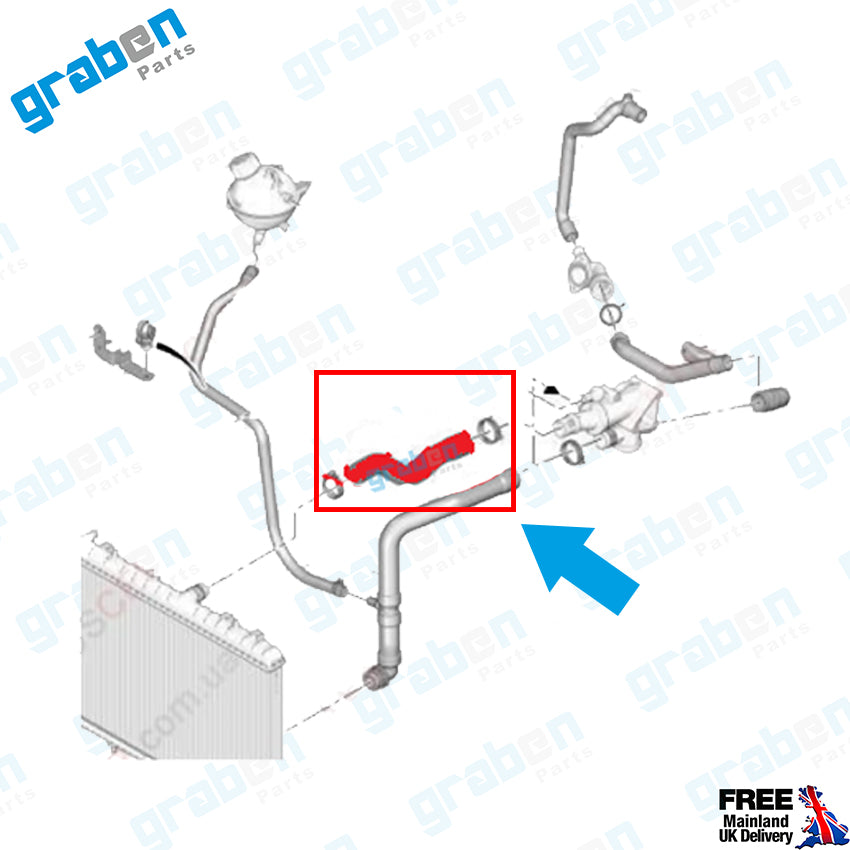 Grabenparts_Radiator_Hose_Pipe_For_Ford_Transit_V347_3.2_TDCI_2007-2014_1464419_7C168K512AA_Montaj_P0