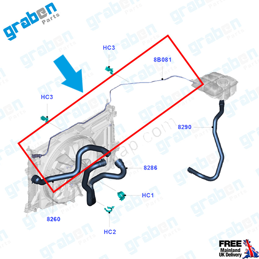 Grabenparts_Spare Water Tank Hose For Focus 1.6 TDCI / C-MAX II 1.5 TDCI BV618C012AA 1703510_