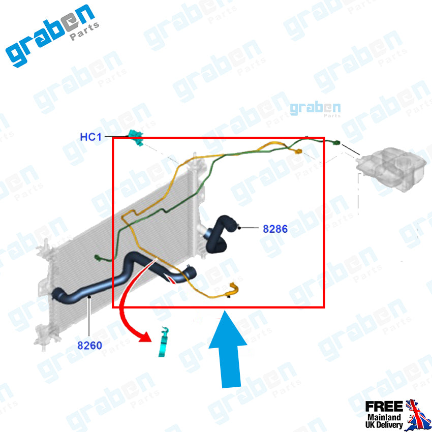 Grabenparts_Spare Water Tank Hose For Focus 1.6 Ti / C-Max II 1.6 Ti 8V618K012CB 1808823_