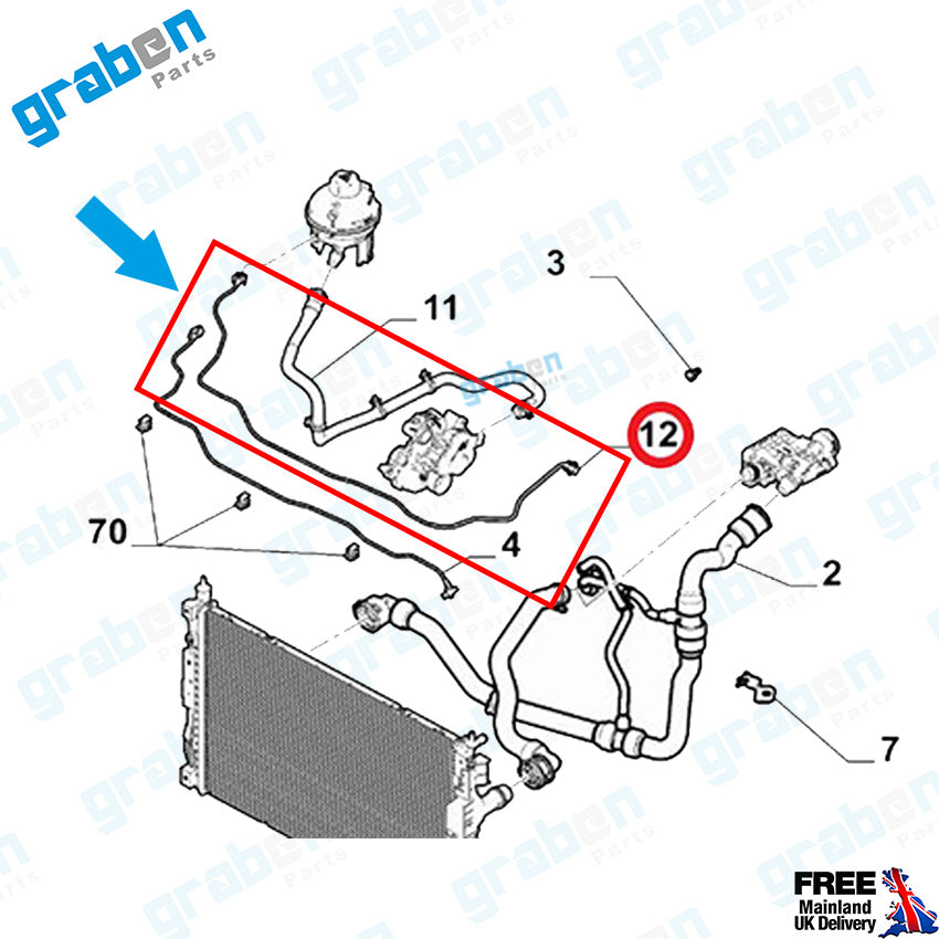 Grabenparts_Spare Water Tank Pipe For Citroen Peugeot Vauxhall Opel 1.5 Diesel 9812442980_