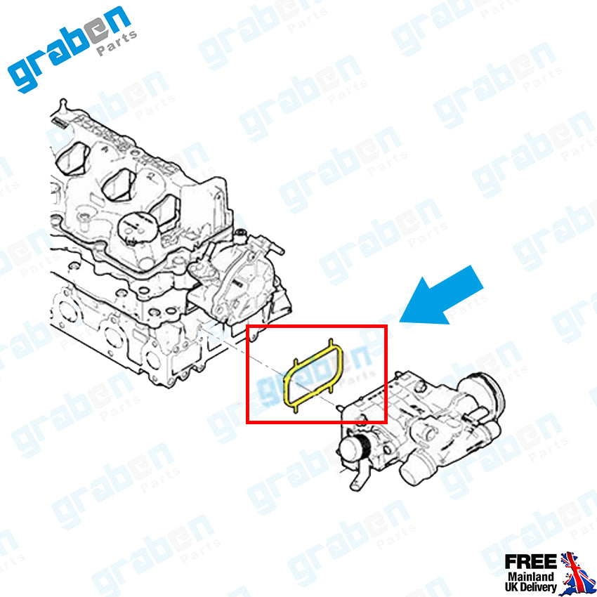Grabenparts_Thermostat Body Gasket For Vauxhall Vivaro C 1.5 / Corsa V 3557022 9813021980_