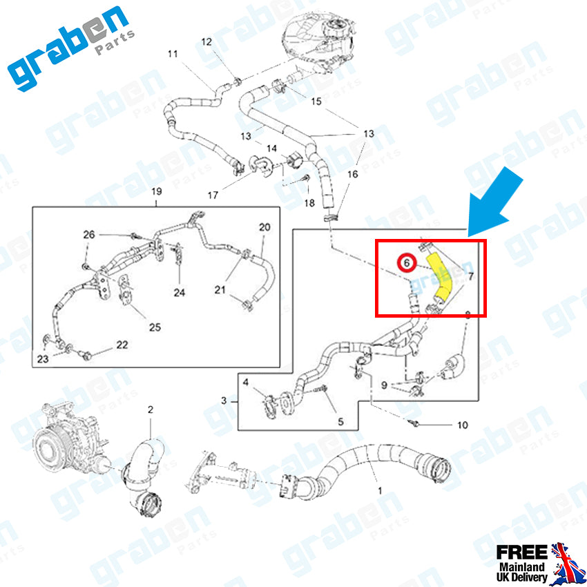 Grabenparts_Thermostat Hose For Vauxhall Astra VI / Insignia II 1.6 Cdti 1338399 GM 55591998_