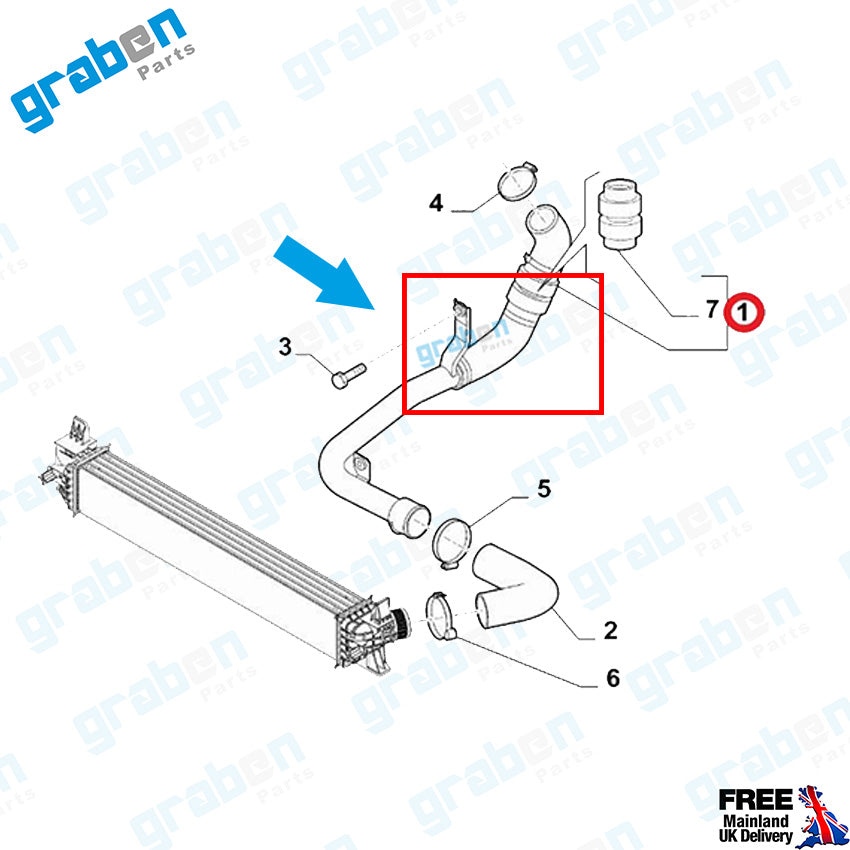 Grabenparts_Turbo Intercooler Hose For New Ducato / Boxer IV / Jumper IV 2.0 HDI 1398849080_