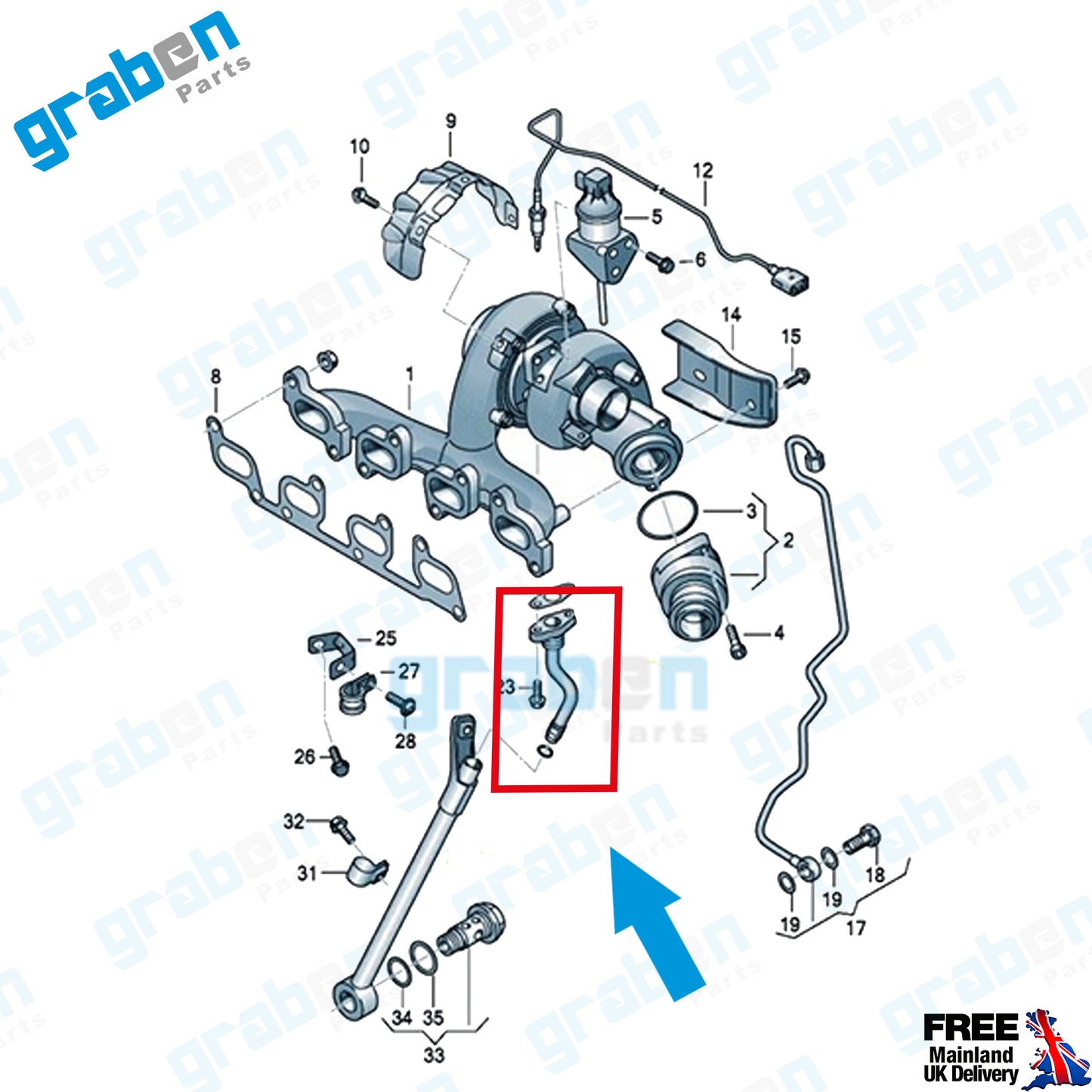 Grabenparts_Turbocharger Oil Return Pipe For Audi Seat Volkswagen 1.6 2.0 Diesel 03L145736D_
