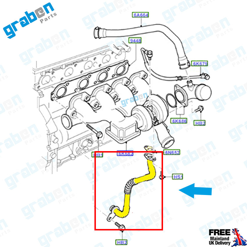 Grabenparts_Turbocharger Oil Return Pipe For Ford Transit 2.4 TDCi RWD 1C1O6K677BA 4638391_