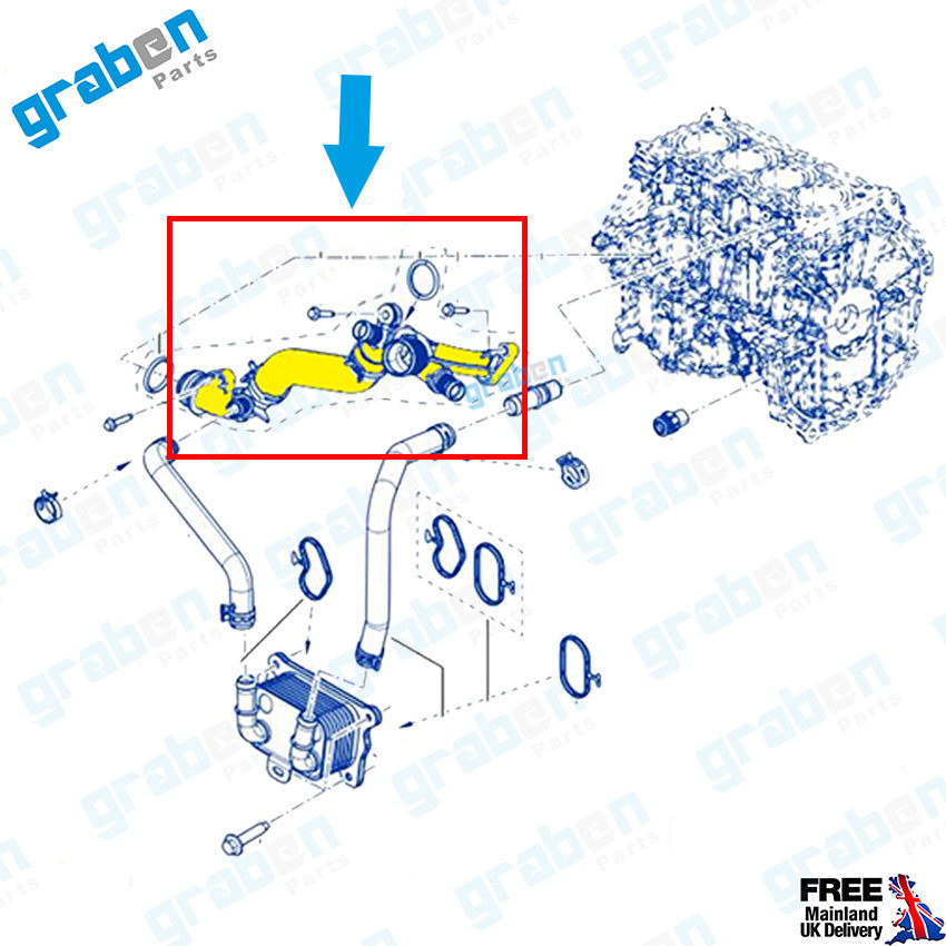 Grabenparts_Water Pump Hose For Dacia Renault Nissan 1.3TCe 210473278R 210470257R 1405600Q1E_