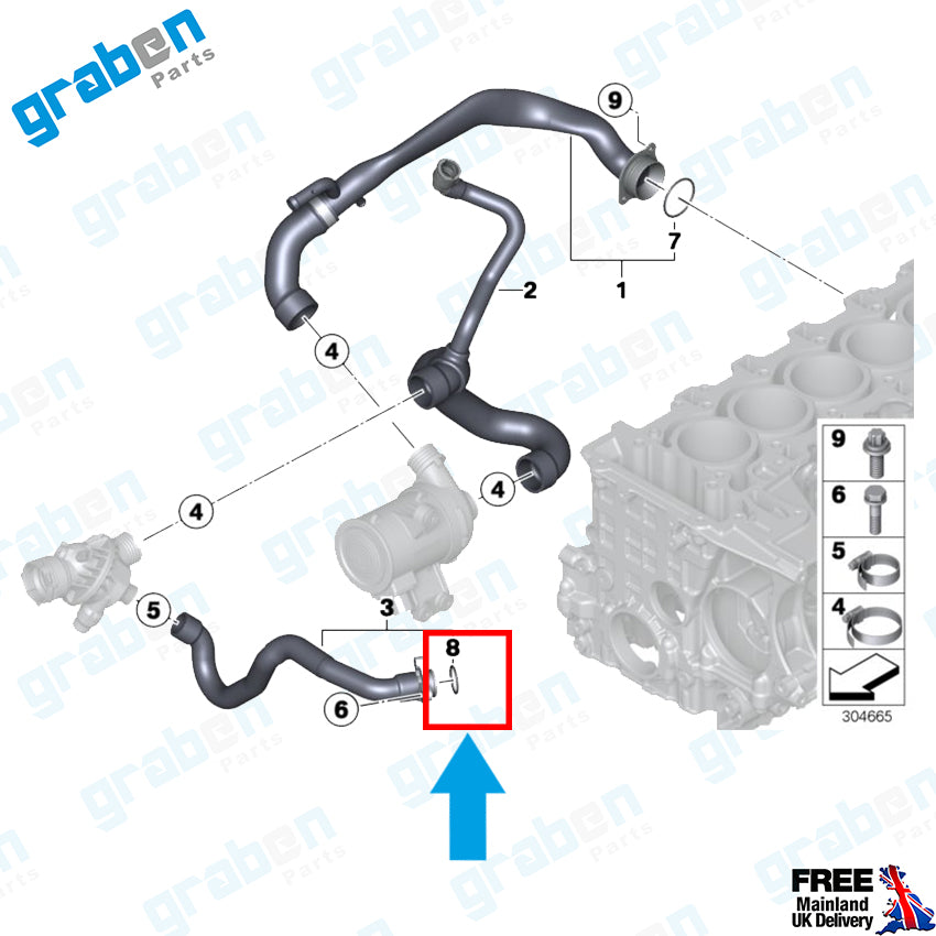 HEATER HOSE GASKET SEAL FOR BMW PETROL ENGINES 11537545278