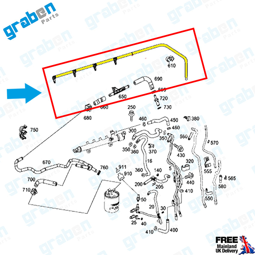 INJECTOR LEAK OFF RETURN PIPE FOR MERCEDES SPRINTER / VITO CDI ENGINES 2006+ 6510700132