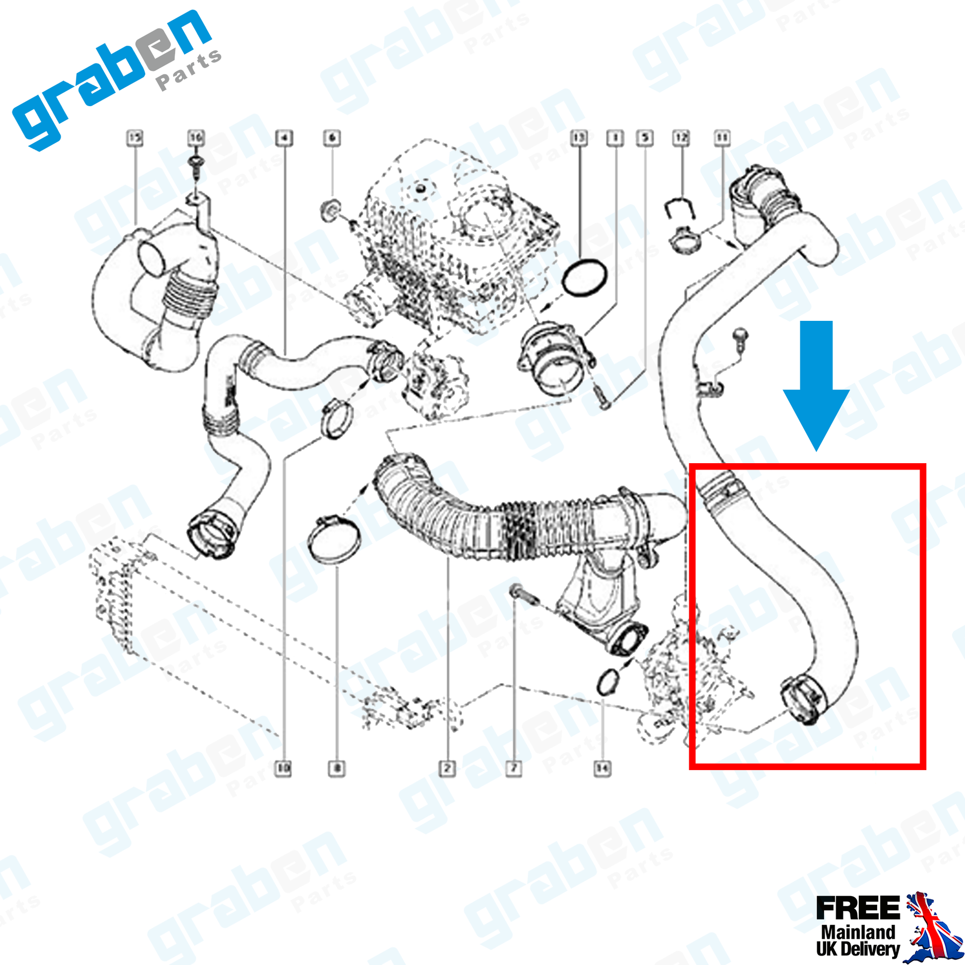 INTERCOOLER TURBO HOSE FOR RENAULT MASTER III 2.3 DCI OPEL VAUXHALL MOVANO 2.3 CDTI 
8200730589 8200730576
4421018 GM 93168789 144601765R