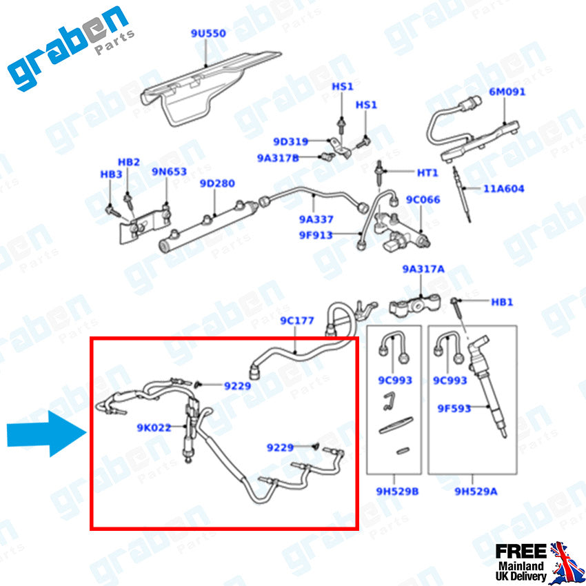 DIESEL INJECTOR LEAK OFF RETURN PIPE FOR LAND ROVER RANGE ROVER SPORT 1386505