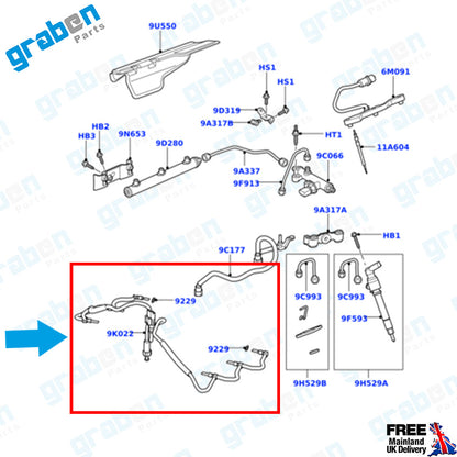DIESEL INJECTOR LEAK OFF RETURN PIPE FOR LAND ROVER RANGE ROVER SPORT 1386505
