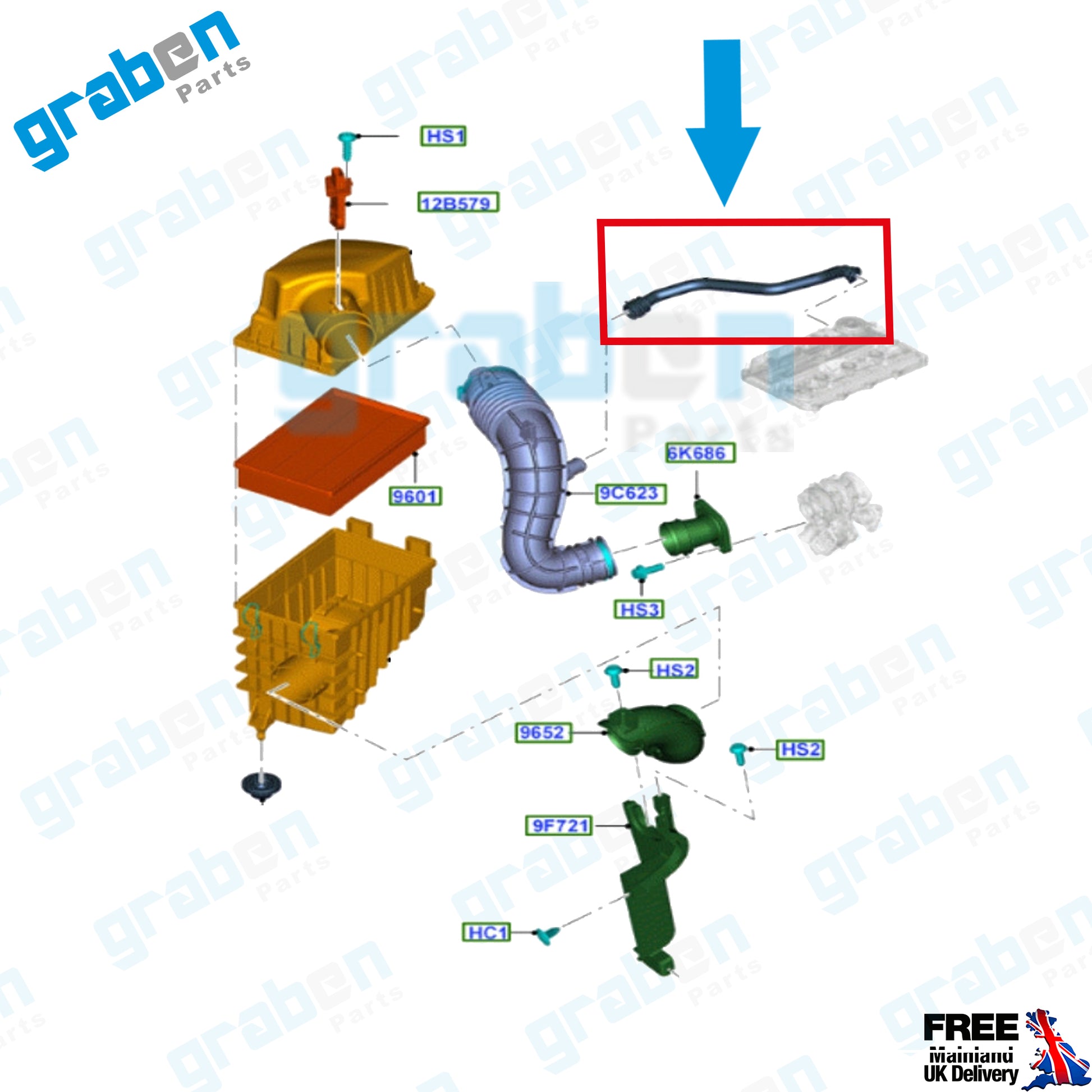 ENGINE VENTILATION PIPE FOR FORD TRANSIT V363 2.2 TDCi CK3Q6A886AA 1843533