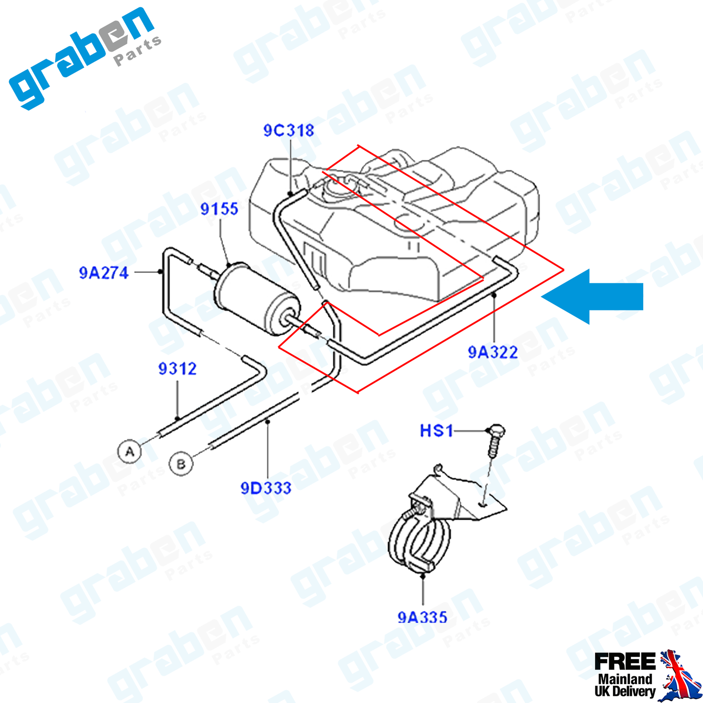 FUEL HOSE PIPE FOR FORD FOCUS 98AB9A322BL 1318983 98AB9A322BK 1145155
