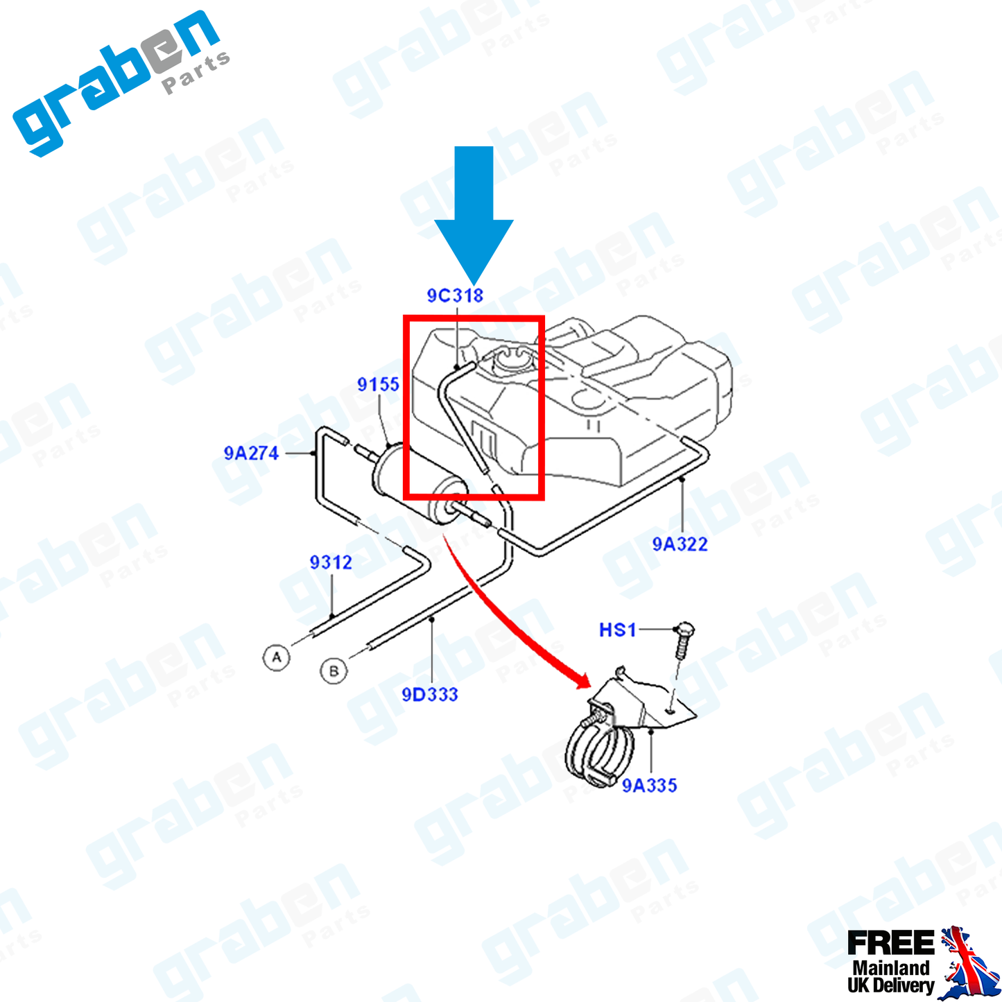 FUEL HOSE PIPE FOR FORD FOCUS 98AB9C318AK 1333261 98AB9C318AJ 1311176