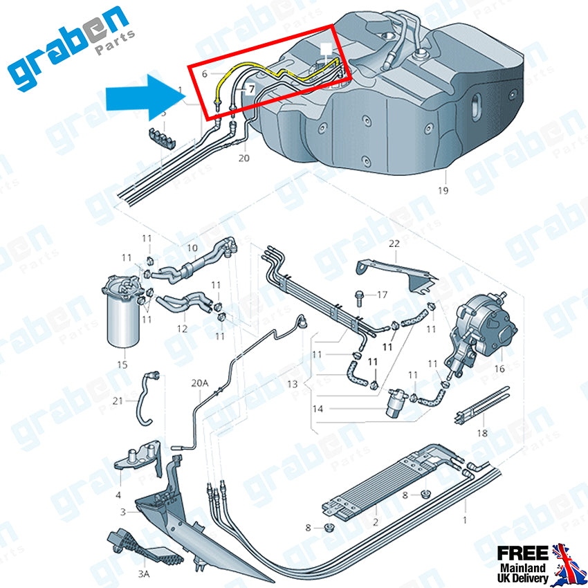 FUEL PIPE FOR AUDI A3 / VOLKSWAGEN GOLF / SEAT LEON 1.6 TDI / 1.9 TDI / 2.0 TDI 1K0201293D