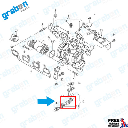 Turbo Oil Return Hose For Volkswagen Transporter T5  2.0 TDI 2003-16 03L145736N