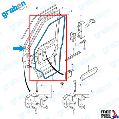 RIGHT / LEFT FRONT DOOR WEATHERSTRIP RUBBER SEAL FOR FORD TRANSIT MK6 V184 2000-2006