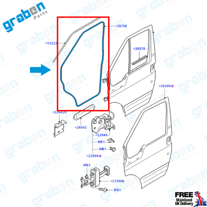 RIGHT / LEFT FRONT DOOR WEATHERSTRIP RUBBER SEAL FOR FORD TRANSIT MK7 V347 2006-2014