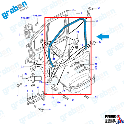 RH / LH FRONT DOOR WEATHERSTRIP RUBBER SEAL FOR FORD TRANSIT MK3 / MK4 / MK5 1985-2000