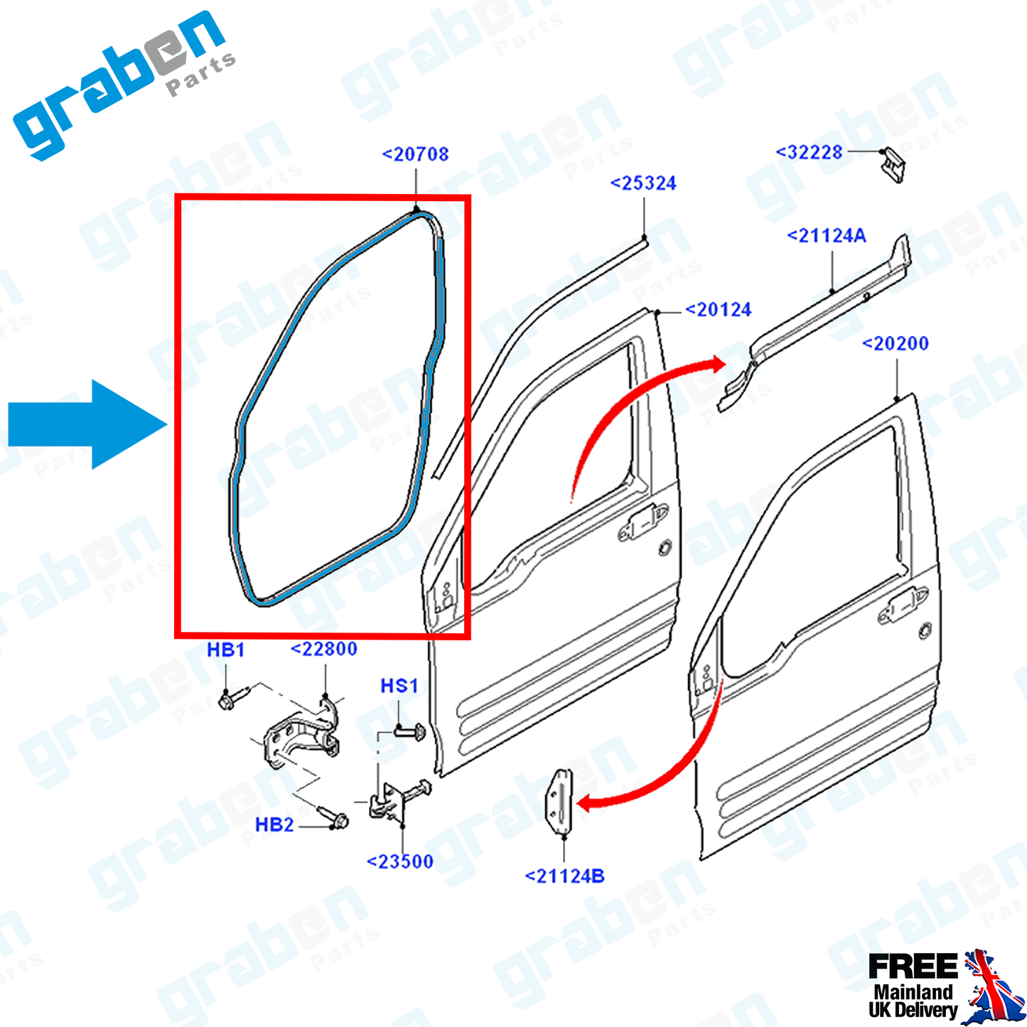 RH / LH FRONT DOOR WEATHERSTRIP RUBBER SEAL FOR FORD TRANSIT CONNECT 2002 - 2011