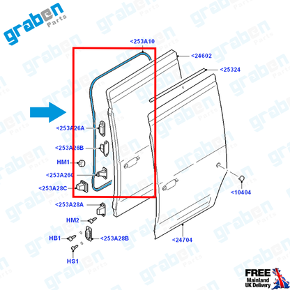 RH / LH SLIDING DOOR WEATHERSTRIP RUBBER SEAL FOR FORD TRANSIT CONNECT 2002 - 2011