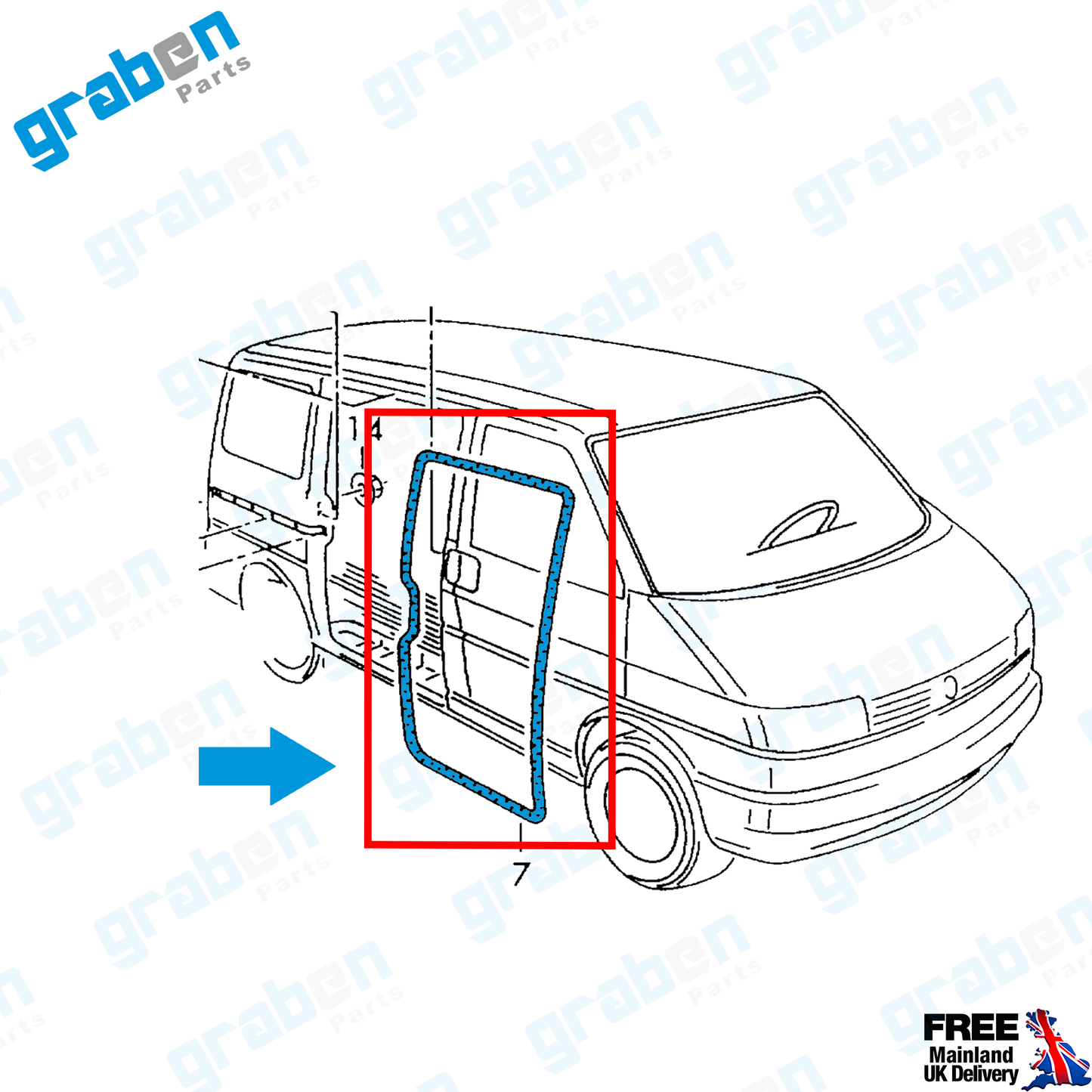 RH / LH SLIDING DOOR WEATHERSTRIP RUBBER SEAL FOR VOLKSWAGEN TRANSPORTER T4 (MK4) 1990 - 2003