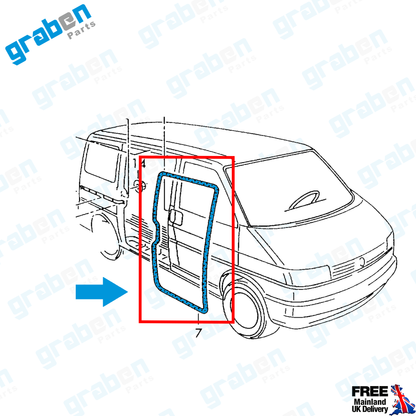 RH / LH SLIDING DOOR WEATHERSTRIP RUBBER SEAL FOR VOLKSWAGEN TRANSPORTER T4 (MK4) 1990 - 2003