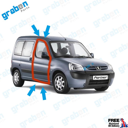 RH / LH FRONT DOOR WEATHERSTRIP RUBBER SEAL FOR PEUGEOT PARTNER / CITROEN BERLINGO 1996-2008