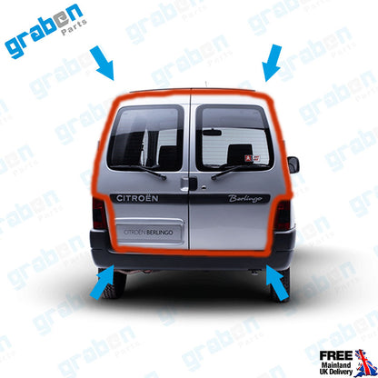 REAR LOADING DOOR WEATHERSTRIP RUBBER SEAL FOR PEUGEOT PARTNER / CITROEN BERLINGO 1996-2008