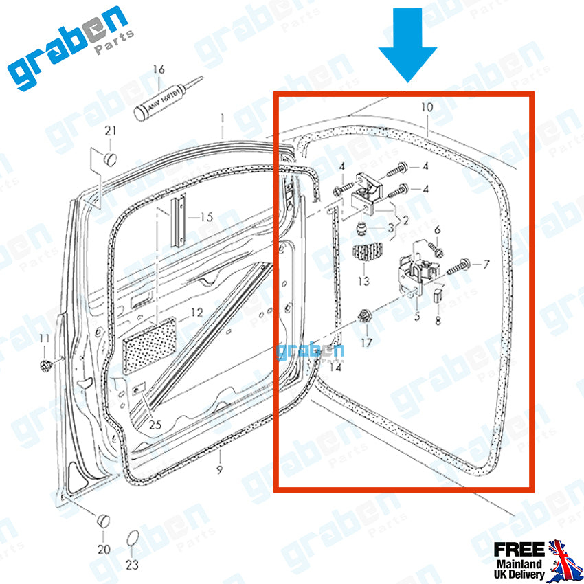 FRONT RH / LH DOOR WEATHERSTRIP RUBBER SEAL FOR VOLKWAGEN CADDY 2004-2015