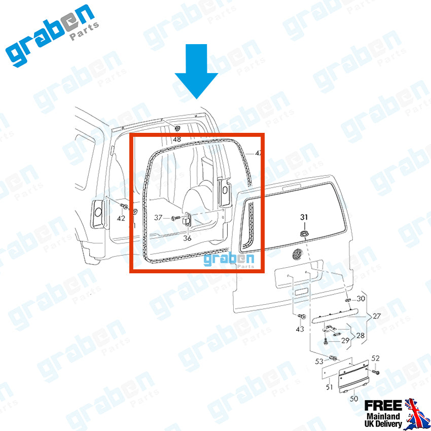 REAR LOADING DOOR WEATHERSTRIP RUBBER SEAL FOR VOLKWAGEN CADDY 2004-2015