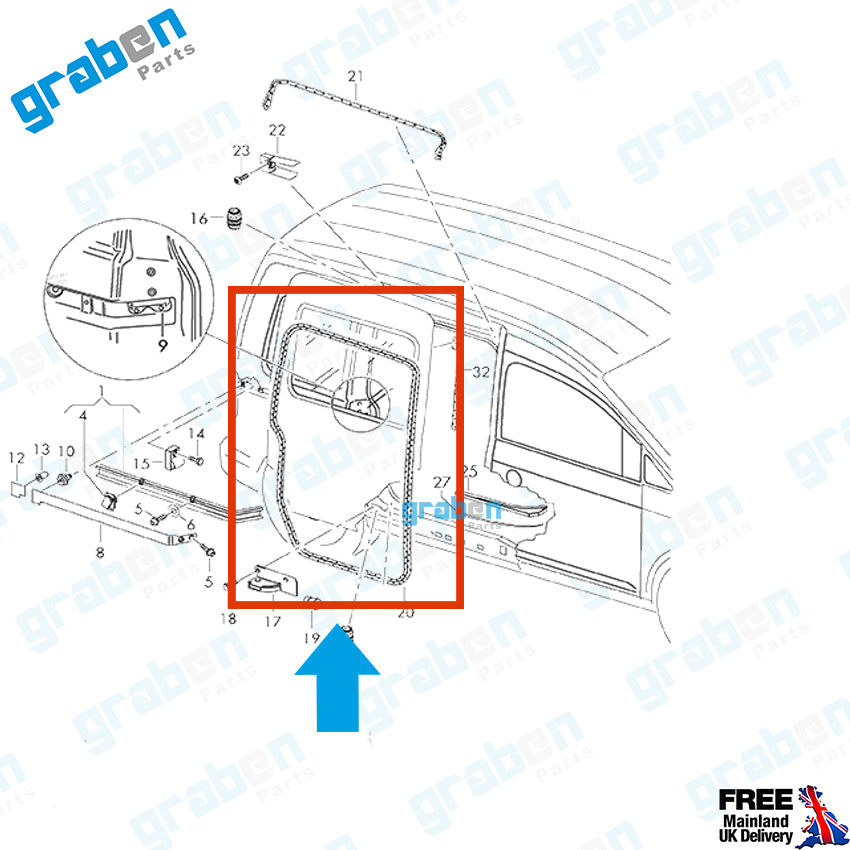 RH / LH SLIDING DOOR WEATHERSTRIP RUBBER SEAL FOR VOLKWAGEN CADDY 2004-2015