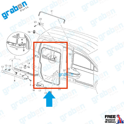 RH / LH SLIDING DOOR WEATHERSTRIP RUBBER SEAL FOR VOLKWAGEN CADDY 2004-2015