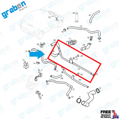 Grabenparts_Coolant Water Hose Pipe For Vauxhall Astra IV Corsa II 1.7 D 1338285 GM 98069063_