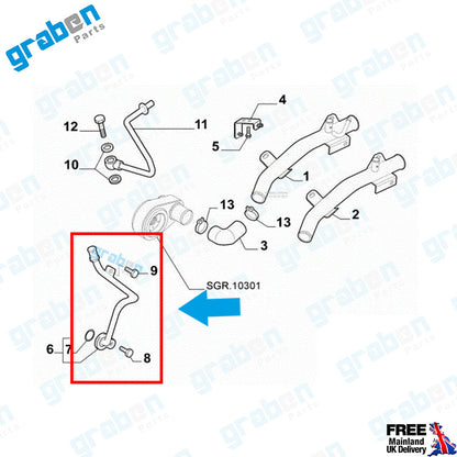 Grabenparts_Coolant Water Pipe / Cooling Hose For Fiat Ducato 2.3 JTD 2006+ 504102965_