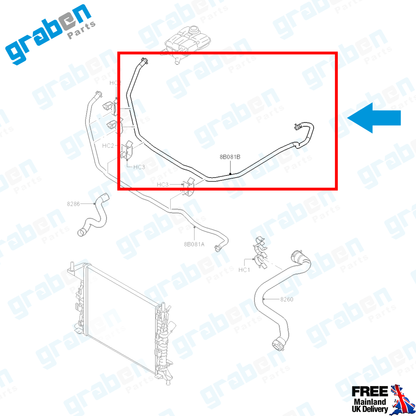 Grabenparts_Expansion Bottle Hose Pipe For Ford Focus II 1.4 / 1.6 2004-2012 3M5H8C012CH_
