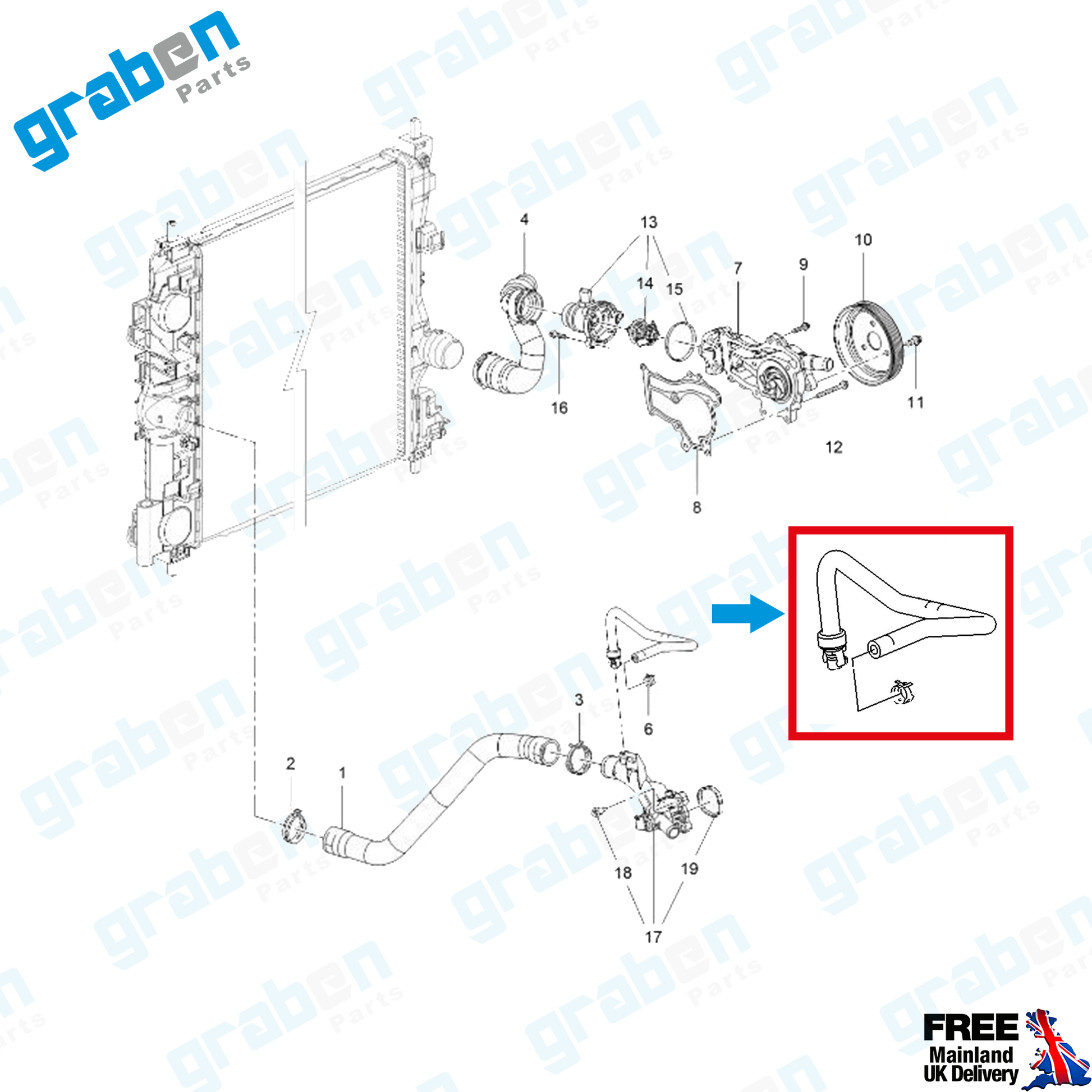 Grabenparts_Expansion Tank Hose Pipe For Vauxhall / Opel Astra MK6 (J) 1.4 16V 2010+ 1336368_