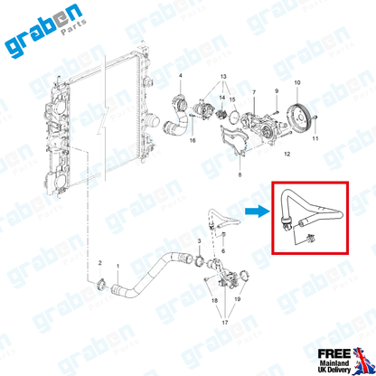 Grabenparts_Expansion Tank Hose Pipe For Vauxhall / Opel Astra MK6 (J) 1.4 16V 2010+ 1336368_